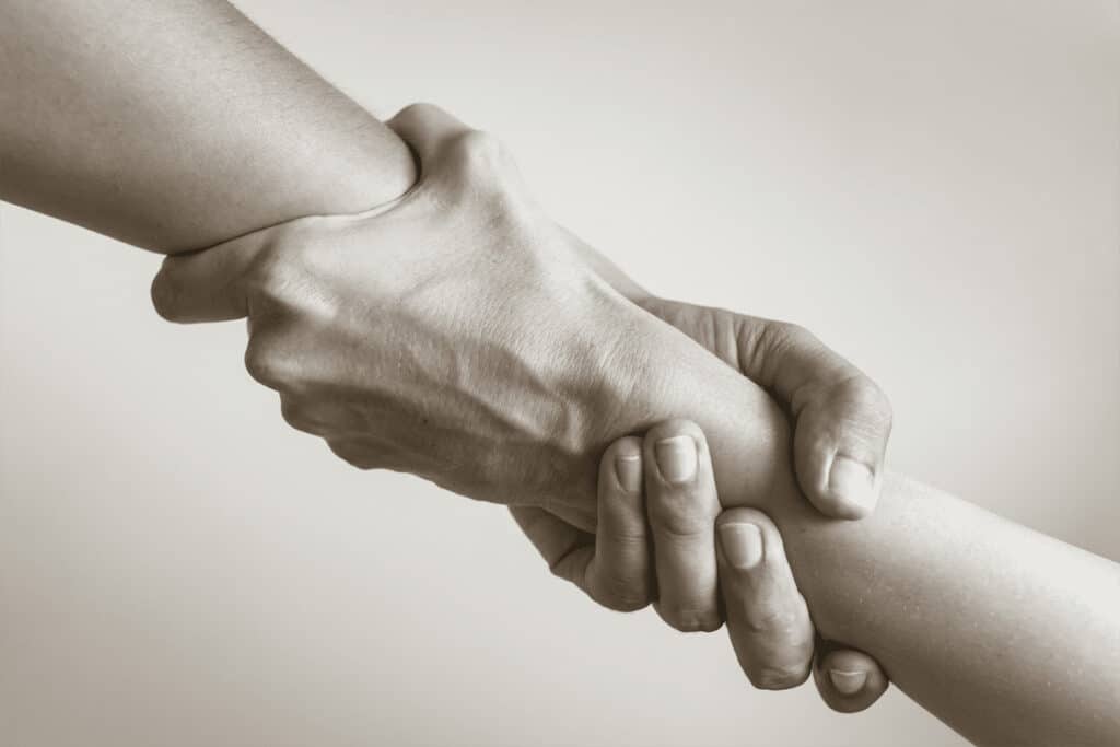 Holding hands together