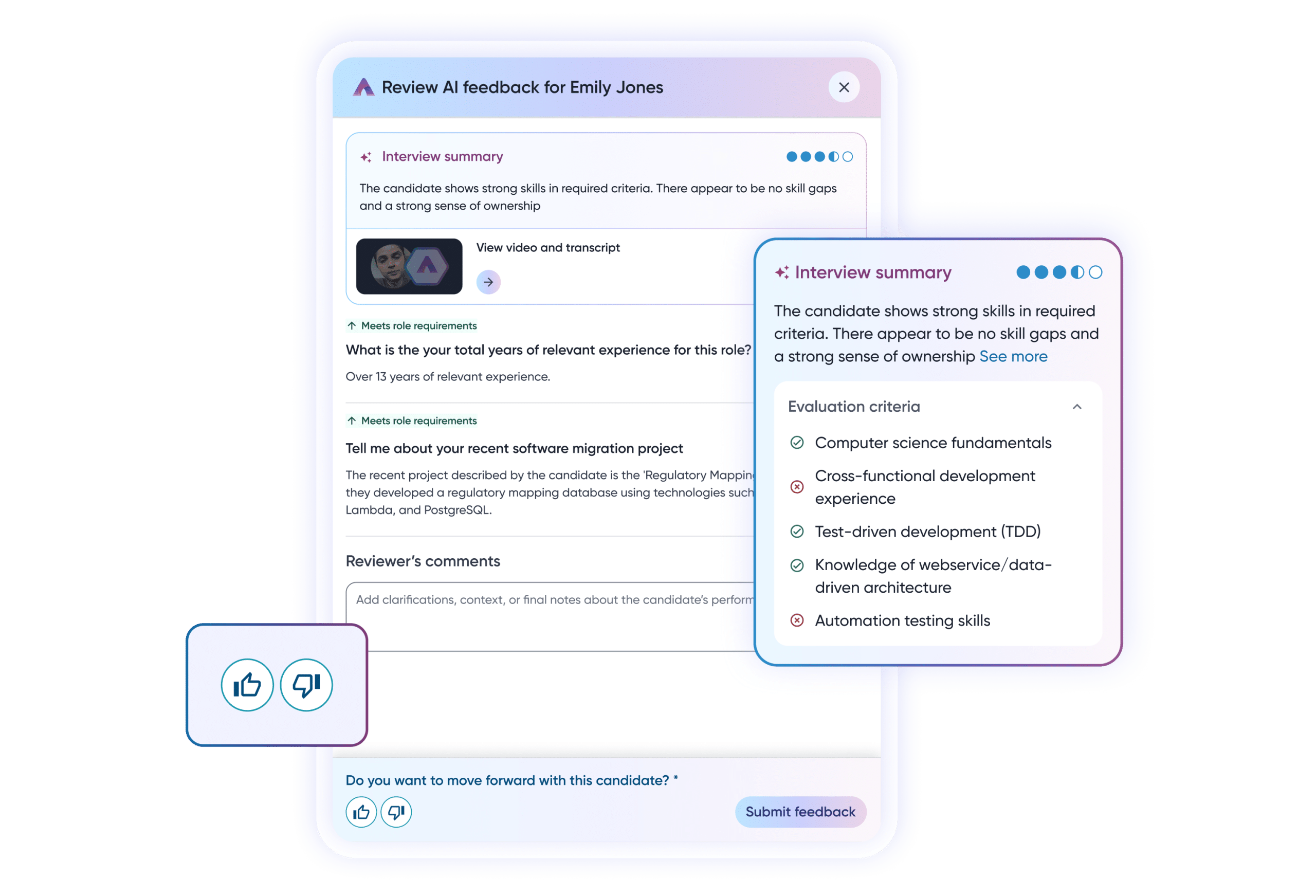Evaluation interface