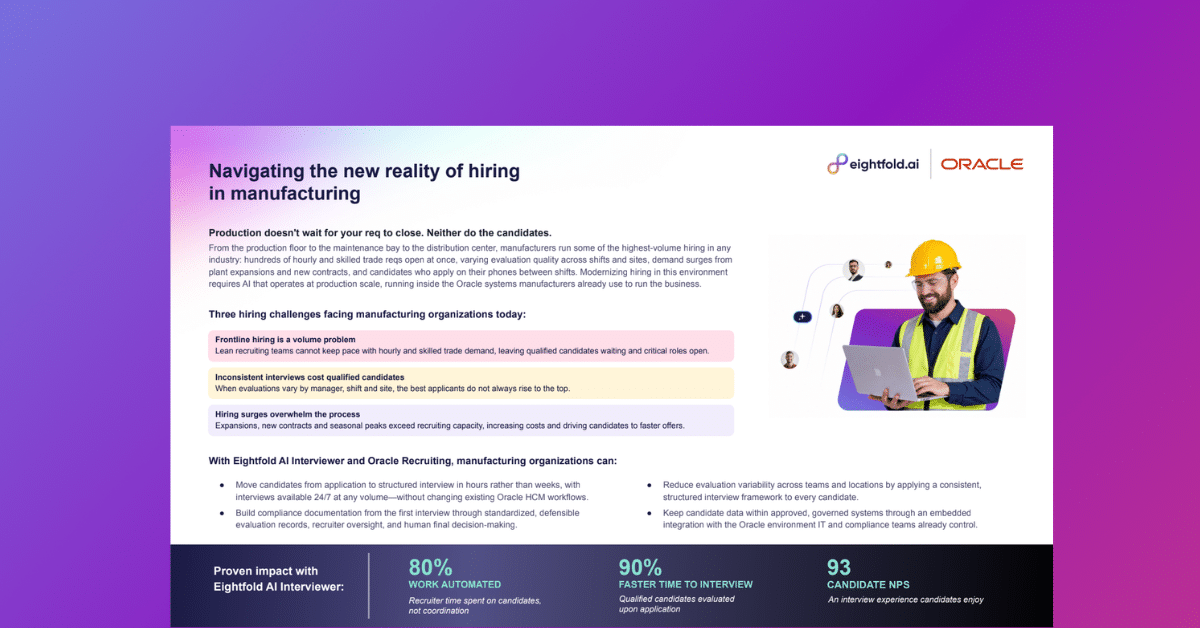 Manufacturing production doesn't wait for a req to close. Neither does AI Interviewer.