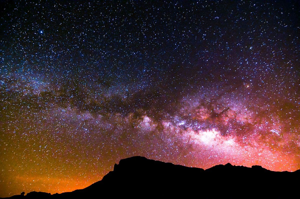 Night Sky, the stars of the Milky Way are bright and many; lifelong learning concept