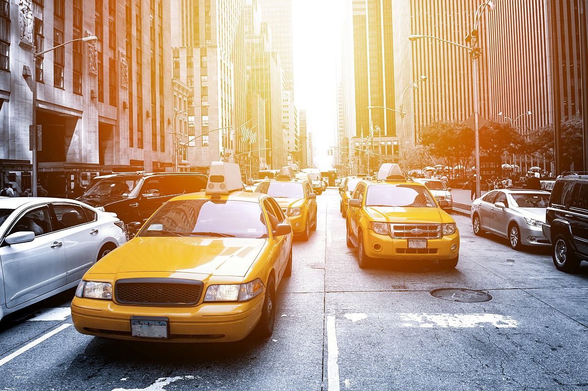 Yellow cabs in New York City; DEI in state hiring concept