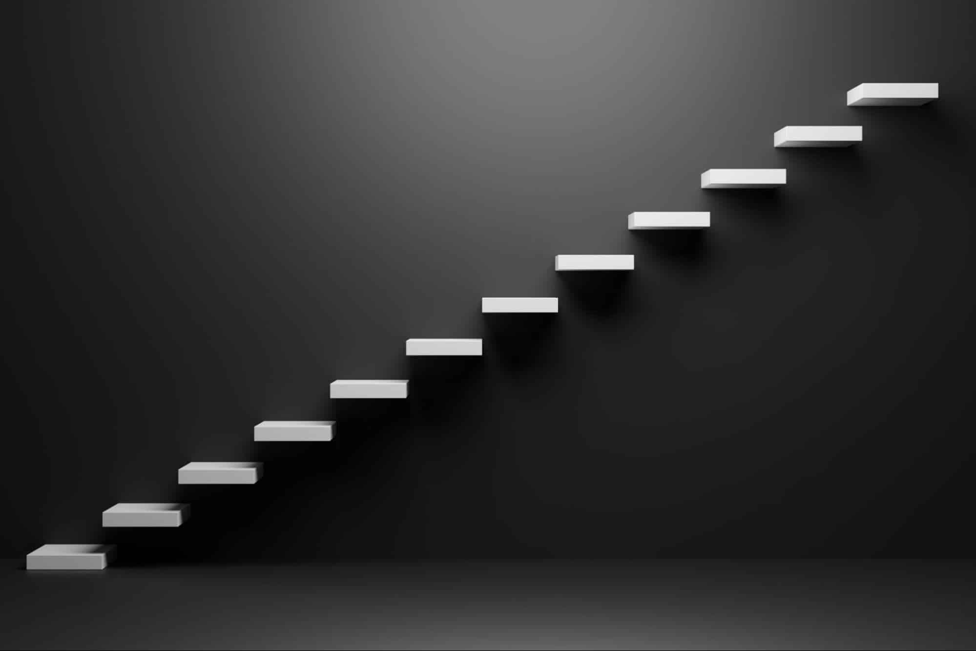 abstract black-and-white staircase; lifelong learning concept
