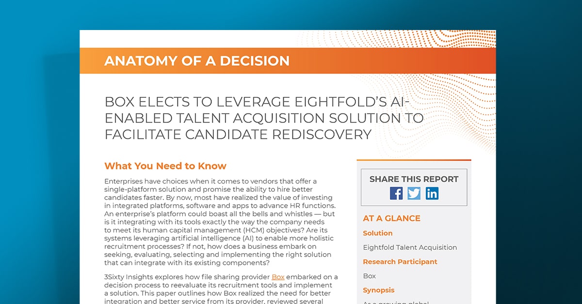 Box elects to leverage Eightfold’s AI-enabled talent acquisition solution to facilitate candidate rediscovery